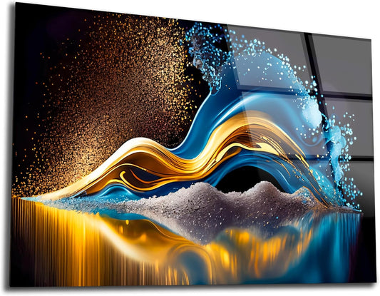 SpiritualHands Colorful Abstract Printed Tempered Glass Wall Art Painting for Living Room, Tempered Glass Modern Prints Decor, Large Vivid Color Panel for Bedroom, Kitchen, or Office