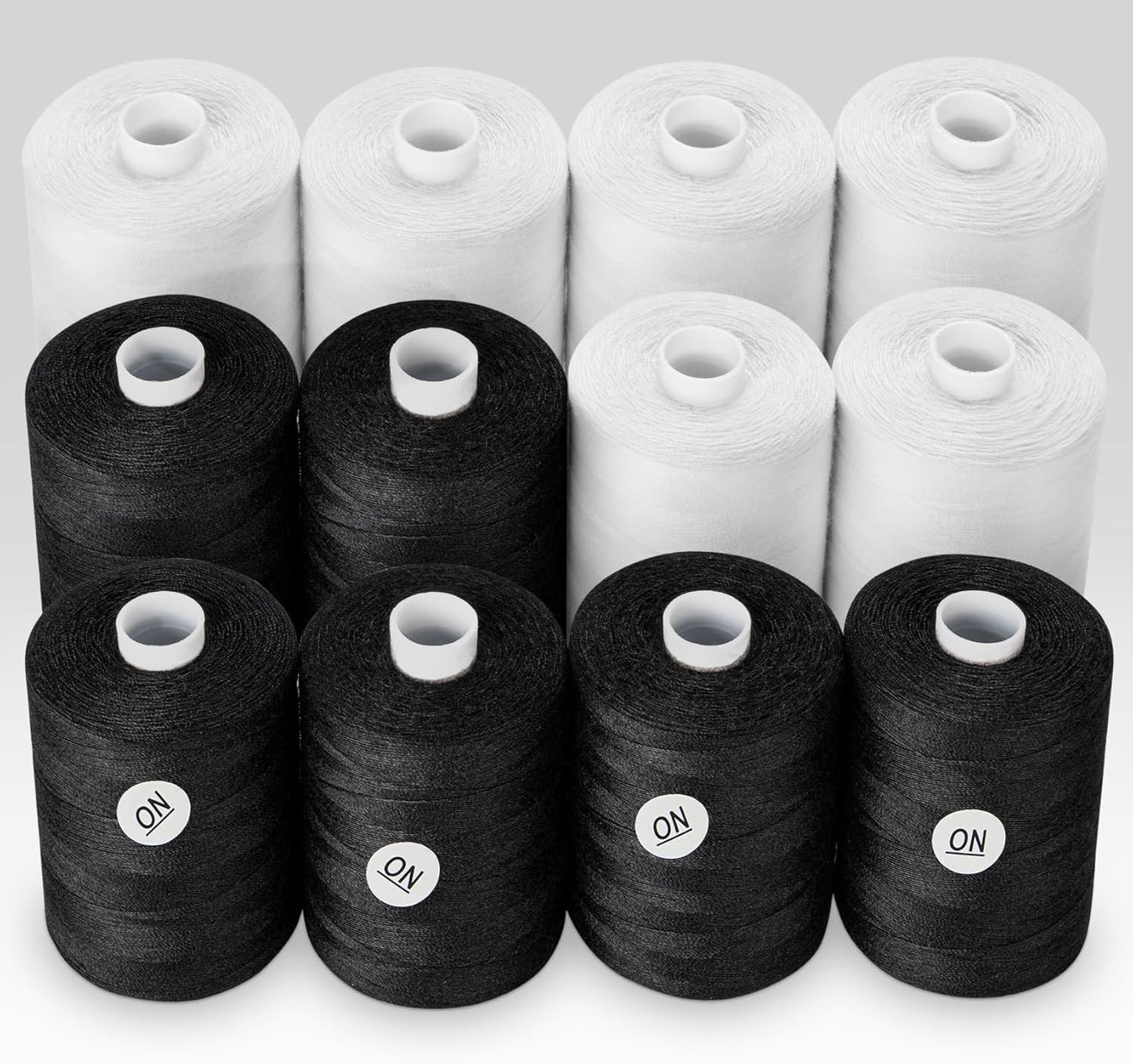 ilauke Sewing Thread, 12 Spool All Purpose Polyester Thread, Each 1000 Yards Sewing Thread for Hand Sewing,Quilting,Sewing Machine, 2 x White & 2 x Black