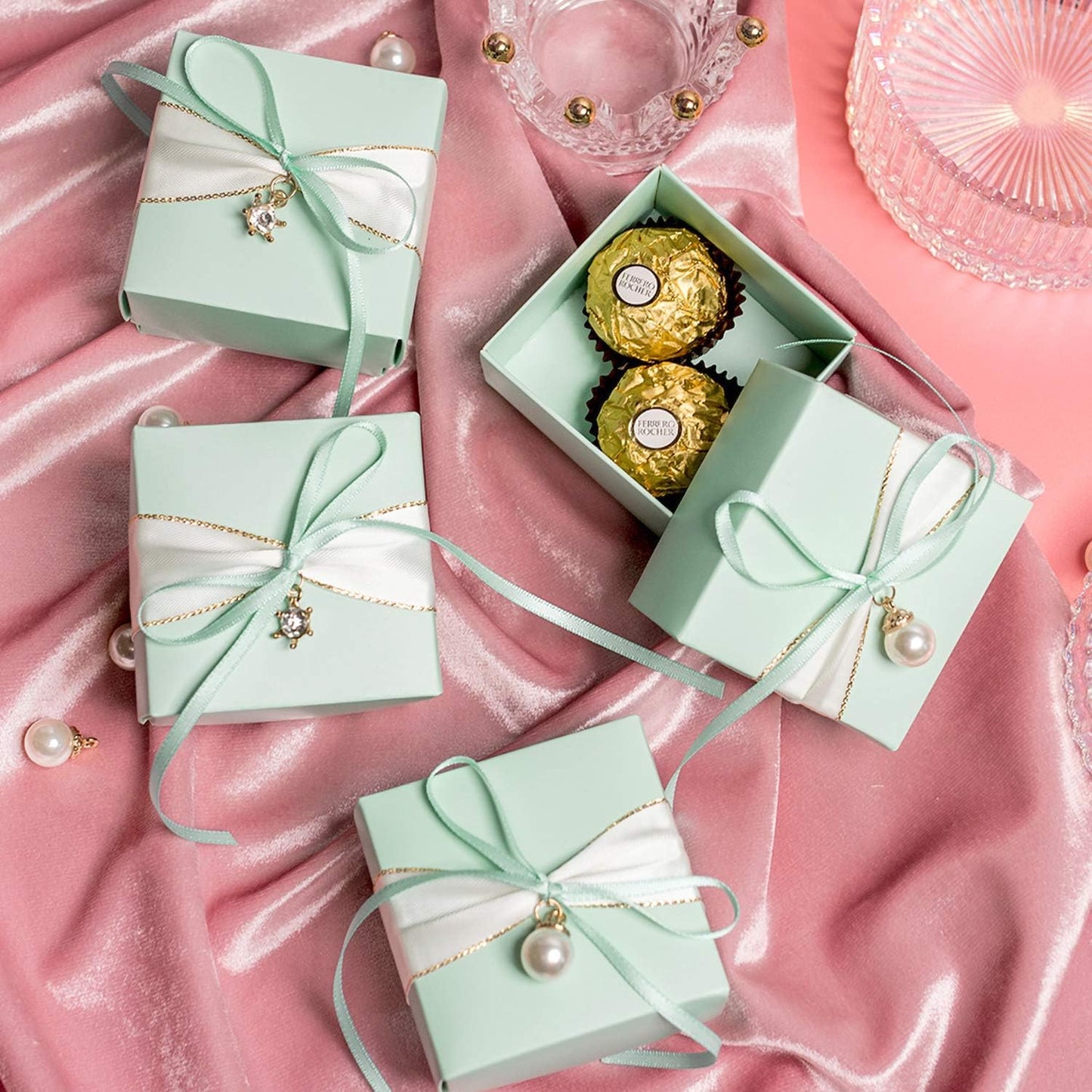 Humphrey's Craft 1/4 Inch Mint Green Double Faced Satin Ribbon - 50 Yards Variety of Color for Crafts Gift Wrapping Bows Bouquet Decoration Sewing Christmas Tree Wedding Invitation Card.