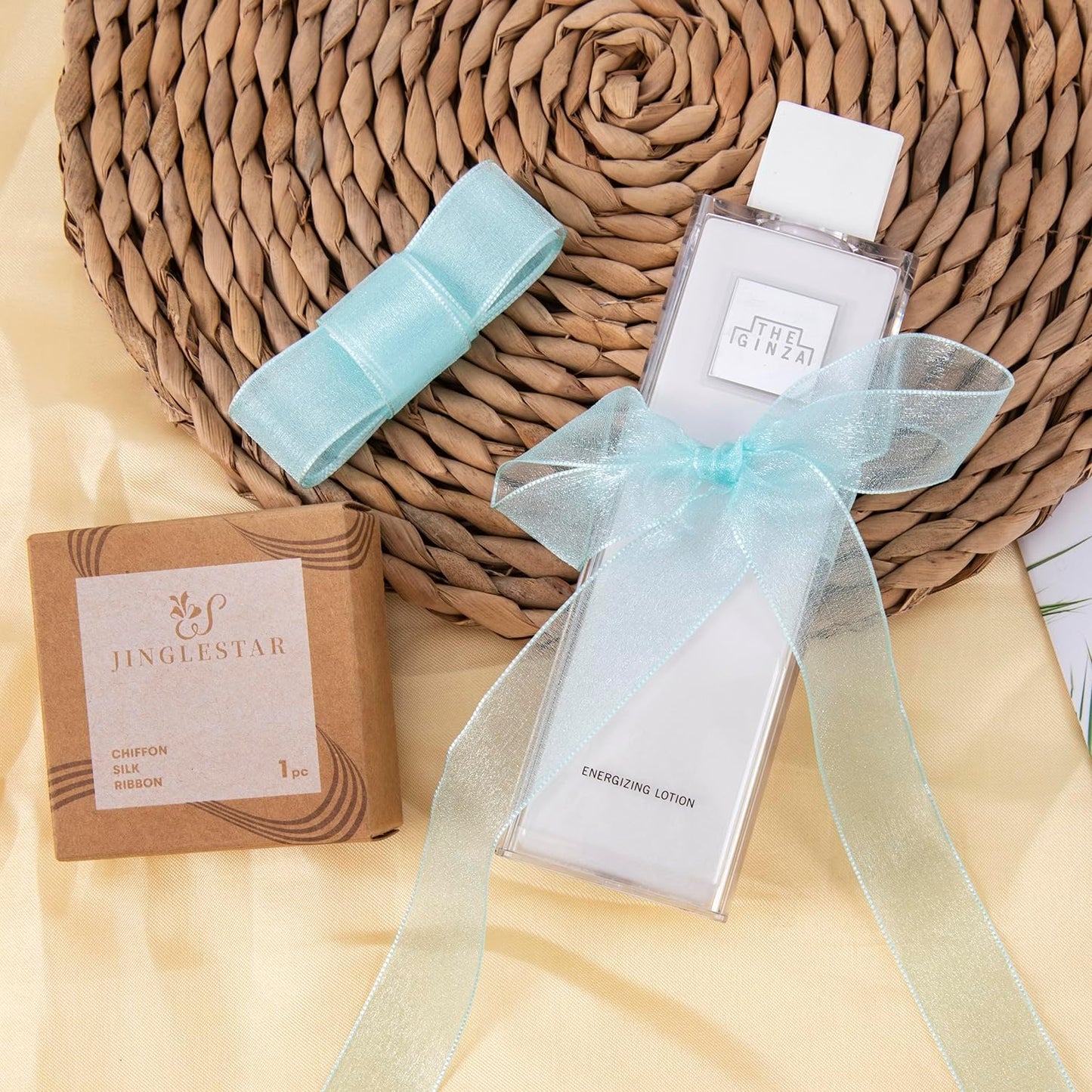 1 Inch Wide Sheer Chiffon Ribbon - Pearl Silk Woven Ribbon Suitable for Gift Wrapping, Wedding Decor, Home Decor, Girl Hair Accessories Handmade DIY (25 Yards/roll) (Tiffney Blue)