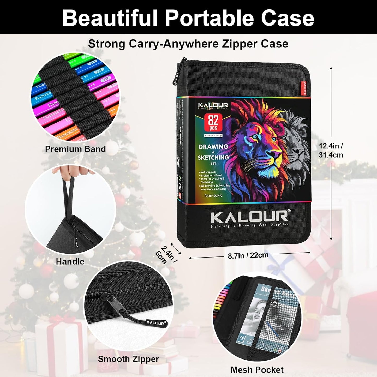 82 Drawing Set Sketching Kit, Art Set with Fluorescent, Colored, Watercolor, Metallic, Graphite, Charcoal Pencils, 5 Sketchbook and Coloring Book, Gift for Artists Adults Teens Beginner