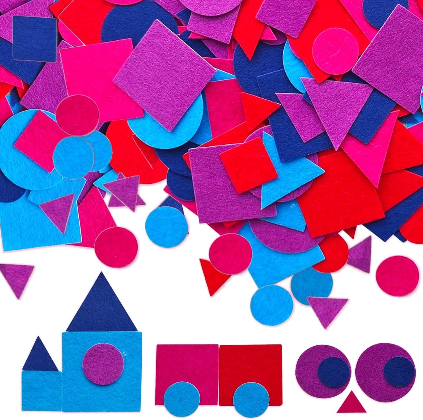 Jtnohx Geometric Stickers, Felt Stickers for Kids, Felt Geometric for Crafts, Craft Supplies for Scrapbooking 170pcs 1" to 2" Size