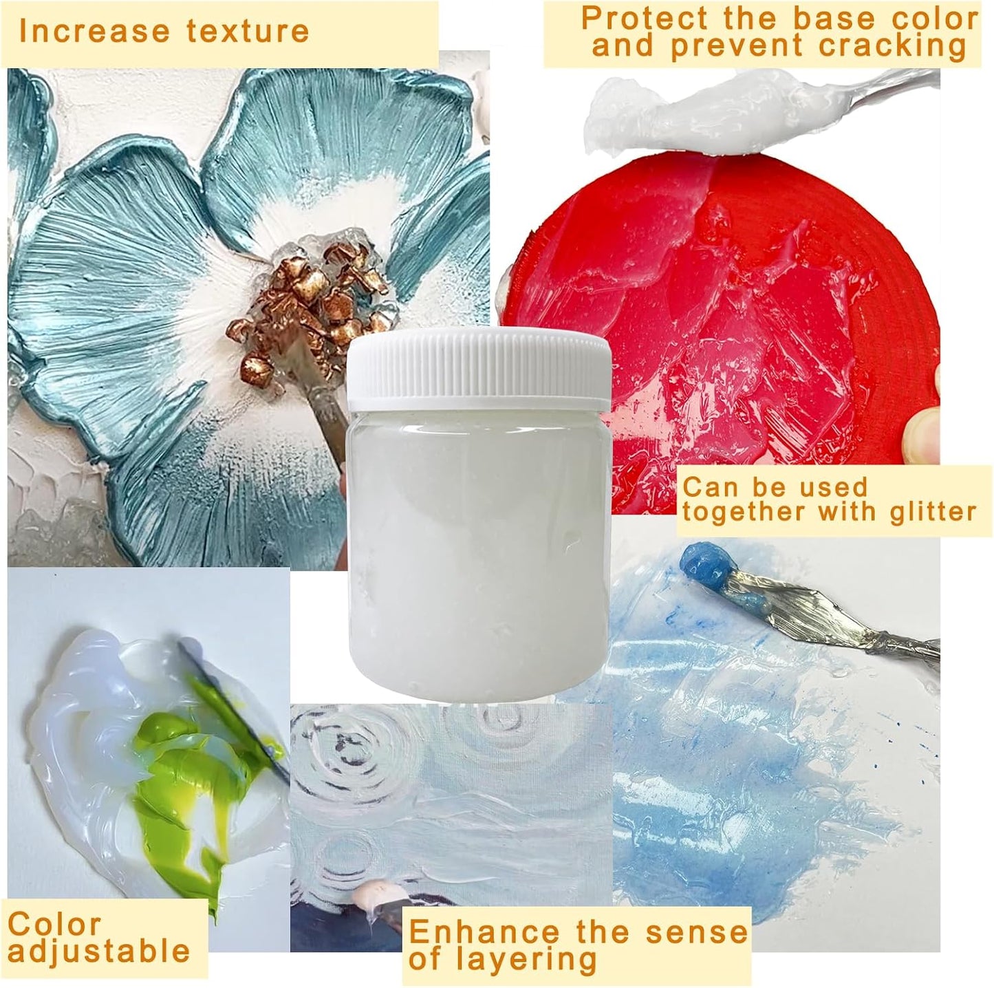 10.58 OZ Acrylic Modeling Paste, Modeling Paste for Textured Art,Transparent Gel for 3D Art, Modeling Clay for DIY Crafts, Enhances Sculptures Material, Craft Enthusiast Sculpture Modeling Compounds