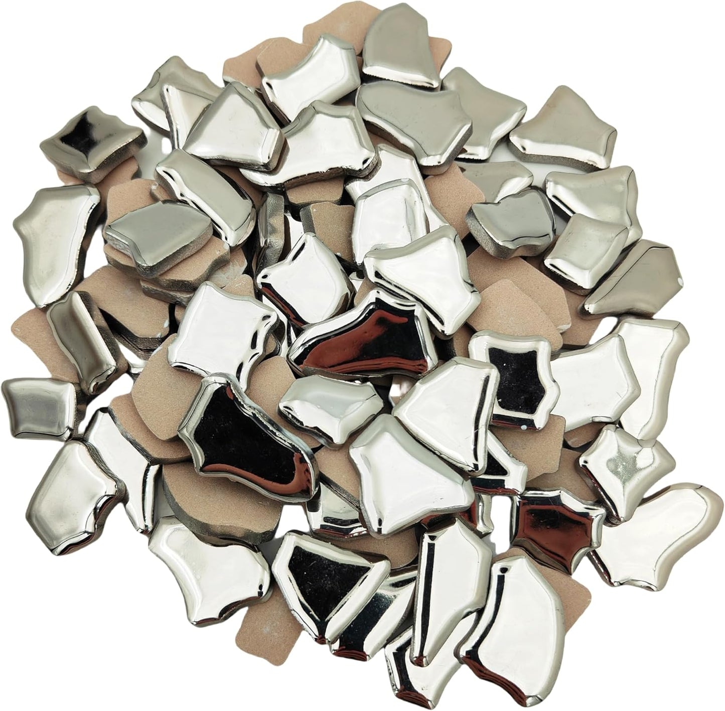 0.78"-1.57" Irregular Ceramics Mosaic Tiles,1.1LB Mosaic Pieces Stones for Home Decoration DIY Craft Plates Flowerpots Vases Cups Mosaic Making Supplies (Sliver)