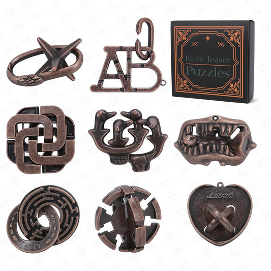 8 Pcs Brain Teaser Puzzles for Adults Teens - Metal Puzzles 3D Puzzle Game Toys for Adults Teens - Unlock Interlocking Puzzle Adult IQ Education Smart Toys