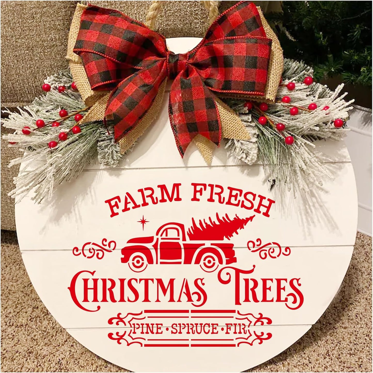 10 Pieces Christmas Stencils Reusable, 8 X 11 Inch Holiday Farm Fresh Christmas Tree Stencils for Painting on Wood Sign Windown DIY Crafts Fabric Canvas Winter Decor (10pcs A4 chrismtas-Old)