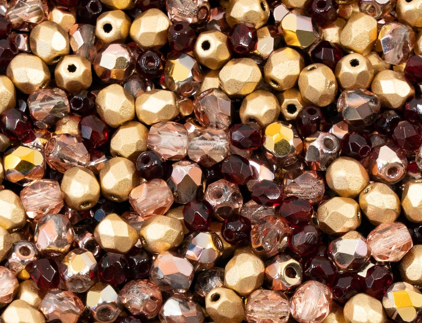 0.88oz (Approx. 500 Beads) Mix of Faceted Fire Polished Pressed Czech Glass Beads, Sparkling Shiny Mix BCV