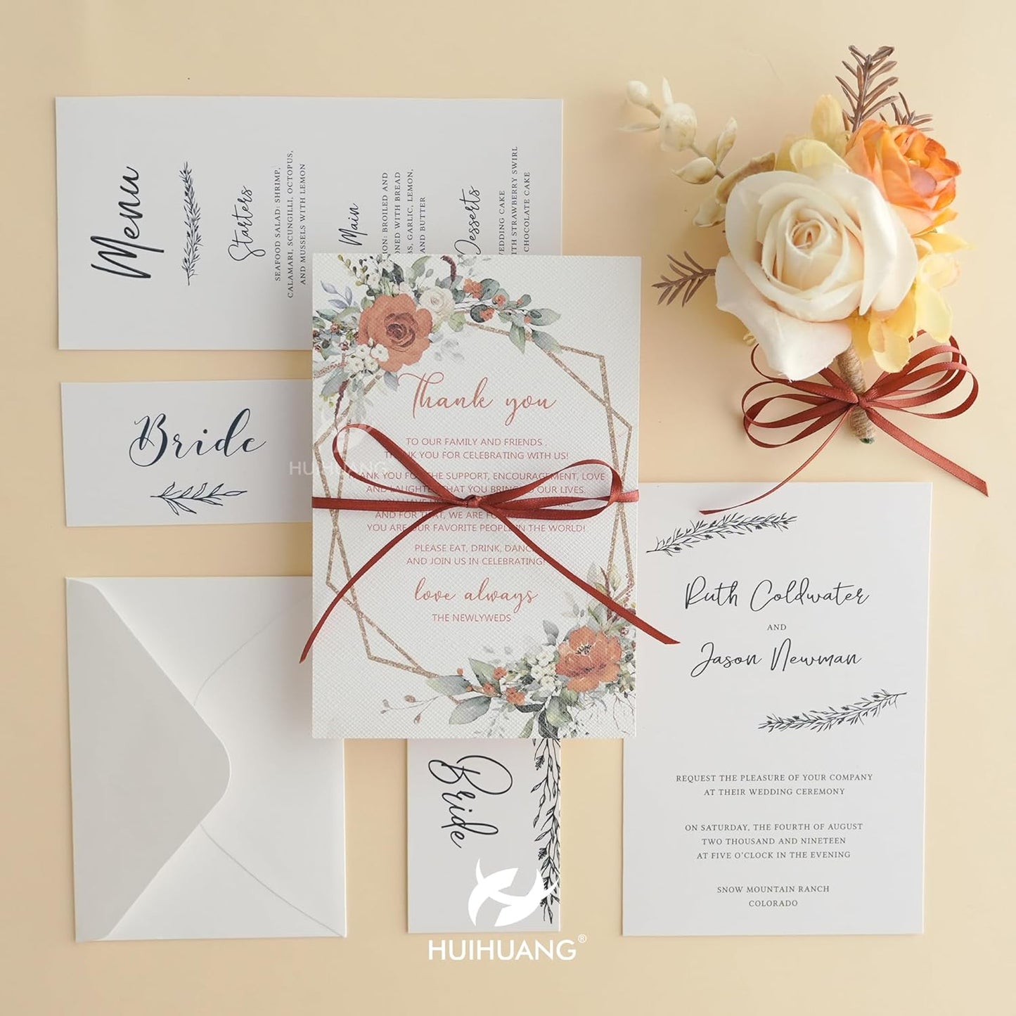 HUIHUANG Solid Color Satin Ribbon 1/8 inch x 100 Yards Roll Double Face Satin Ribbon for Crafts (Rust)