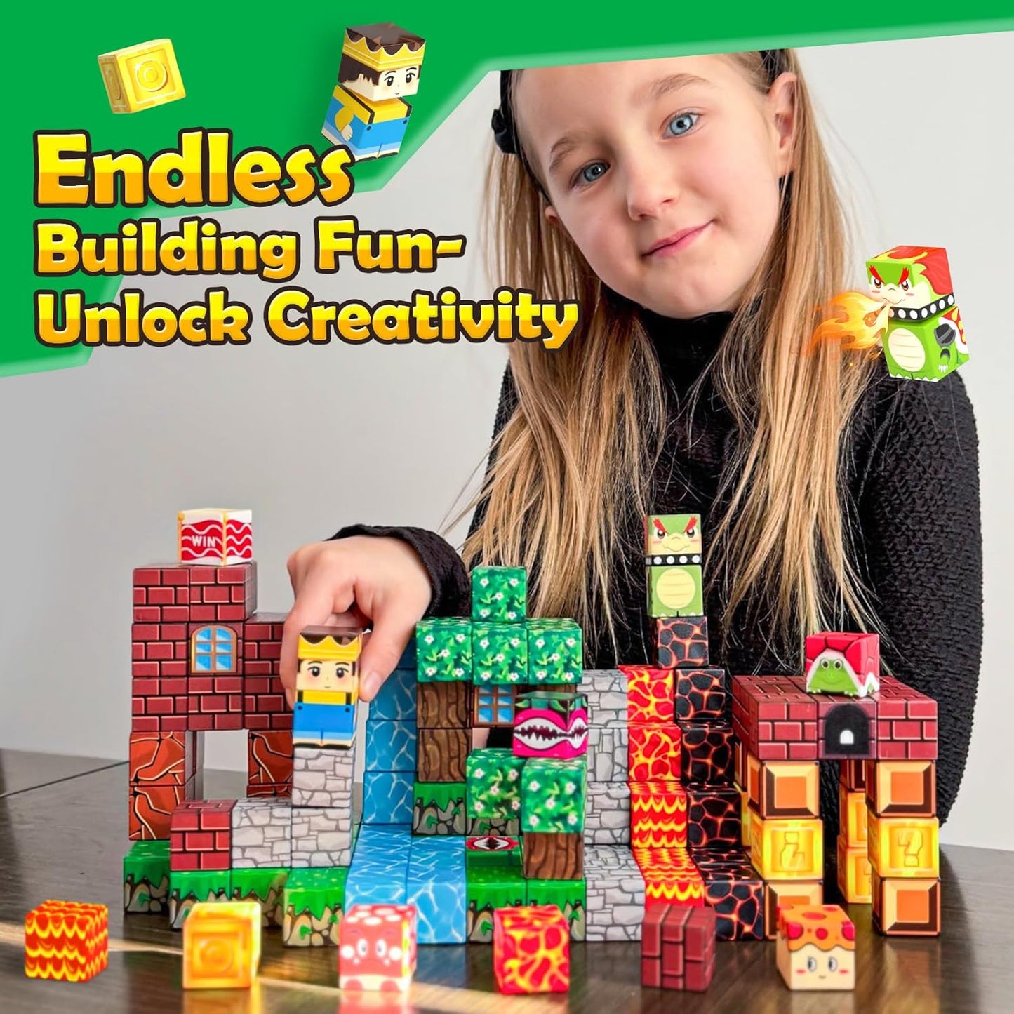 100PCS Magnetic Blocks Magnetic Building Blocks Sensory Toys for Kids Ages 3-5 6-8 8-12 Kids Game Toys for 3+ Year Old Boys & Girls, 3 4 5 6 7 8 9 10 Year Old Boy Birthday