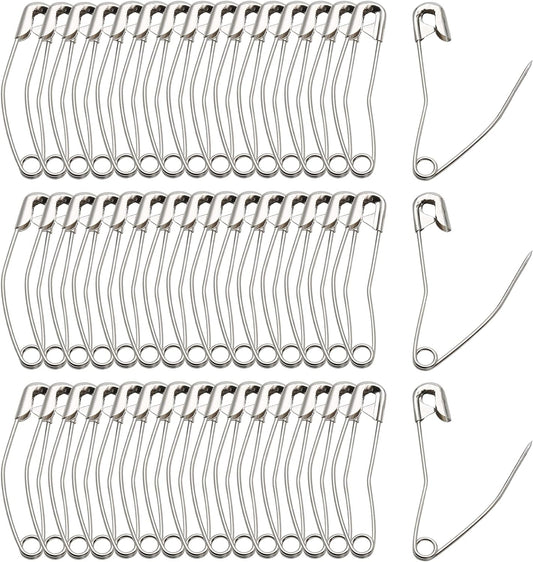 100Pcs Curved Safety Pins Size 3, 2" / 50mm Quilting Basting Pins, Bent Safety Pins for Quilting and Knitting (Sliver)
