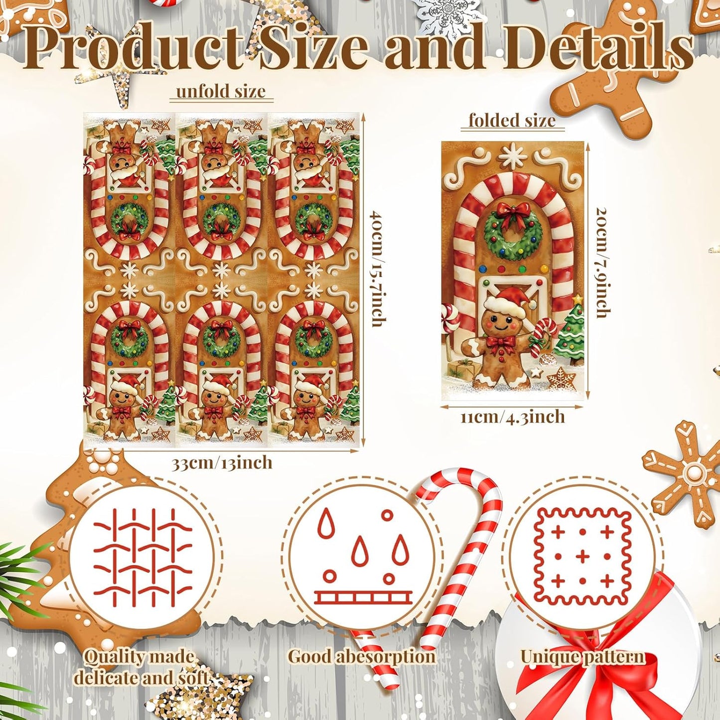100 Pcs Christmas Guest Napkins 2 Ply Gingerbread Man Disposable Paper Napkins for Decoupage Xmas Tree Decorative Gingerbread Man Christmas Cocktail Guest Hand Towel for Party Table Dinner Bathroom