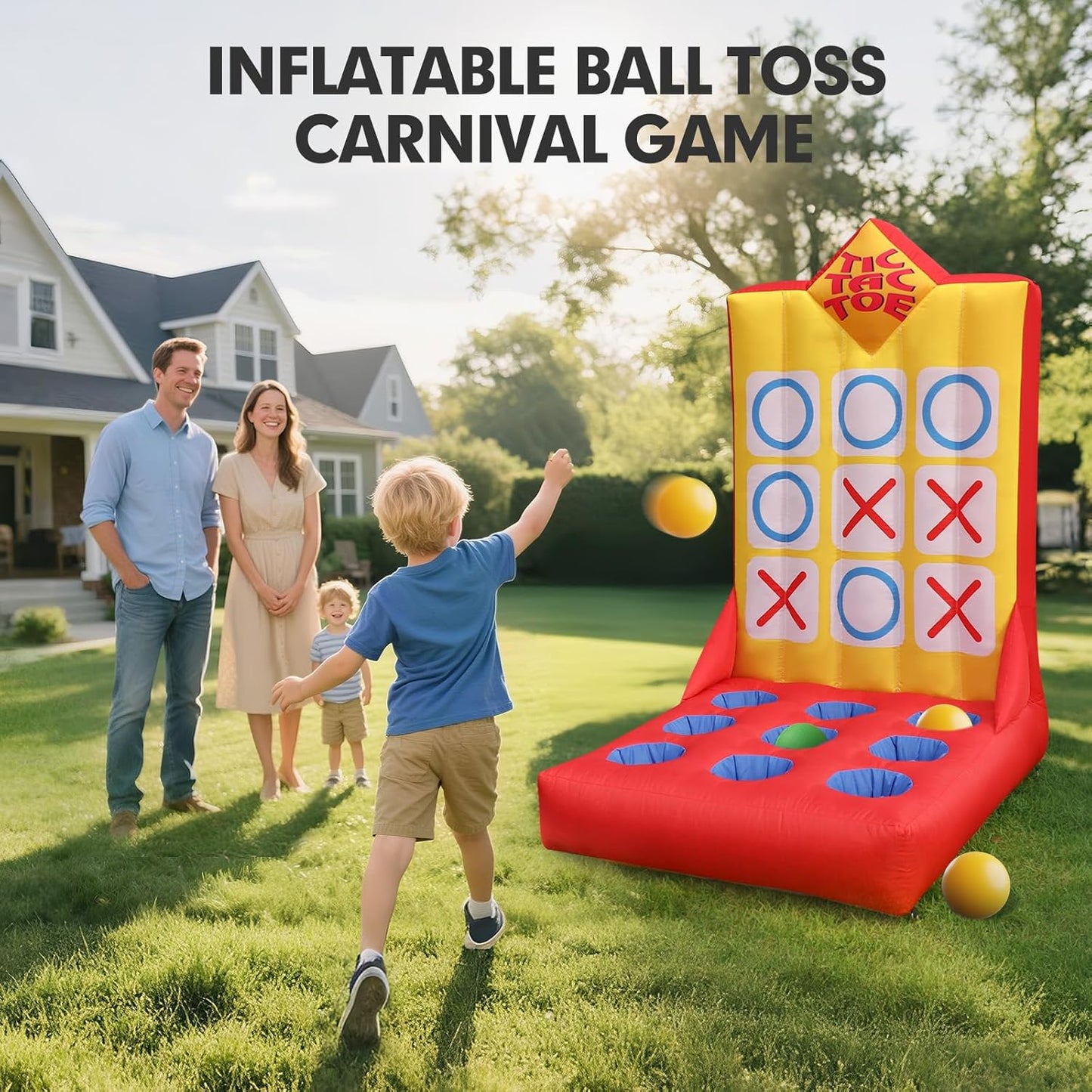 Inflatable Carnival Game with Built-in Blower, Portable Fun Toss Game for Backyard, Outdoor Carnival & Party