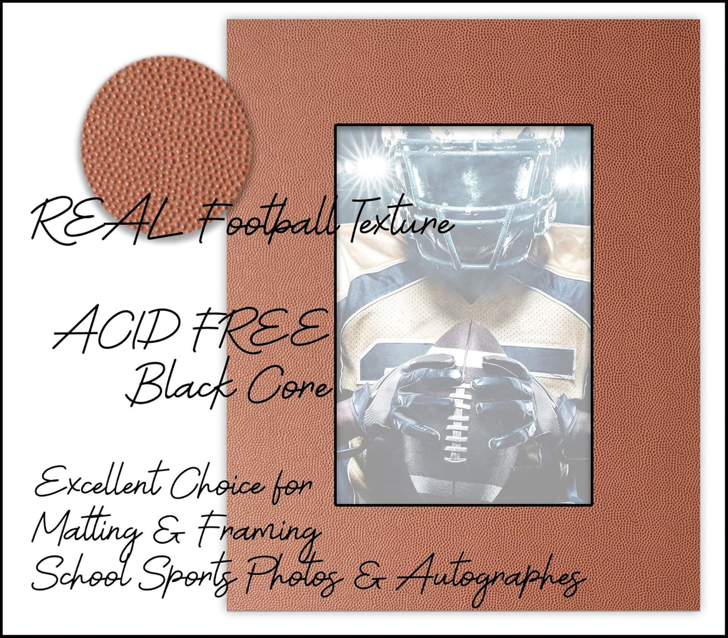 11x14 Mat Bevel Cut for 8.5x11 Photos - Acid Free Football Texture Precut Matboard - For Pictures, Photos, Framing - 4-ply Thickness