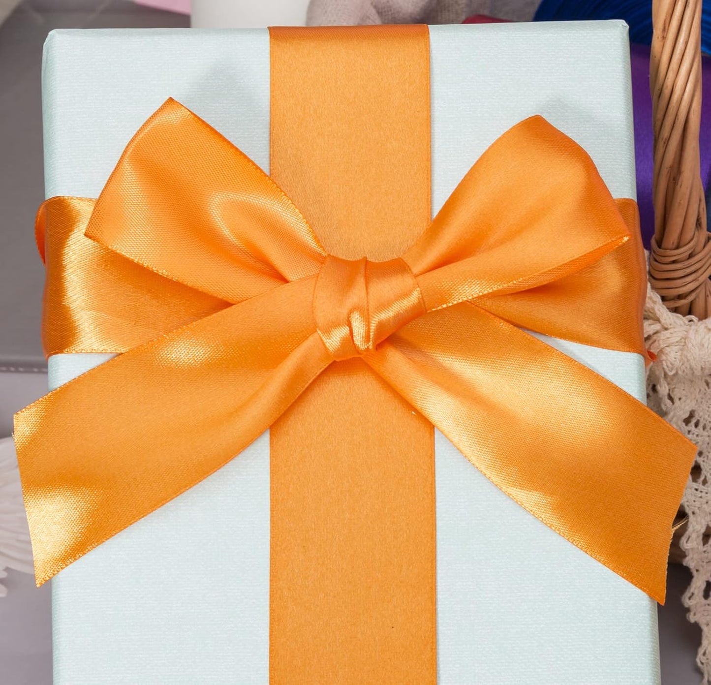 1 1/2 Inch Orange Solid Satin Ribbon, 50 Yards Craft Fabric Ribbon for Gift Wrapping Floral Bouquets Wedding Party Decoration