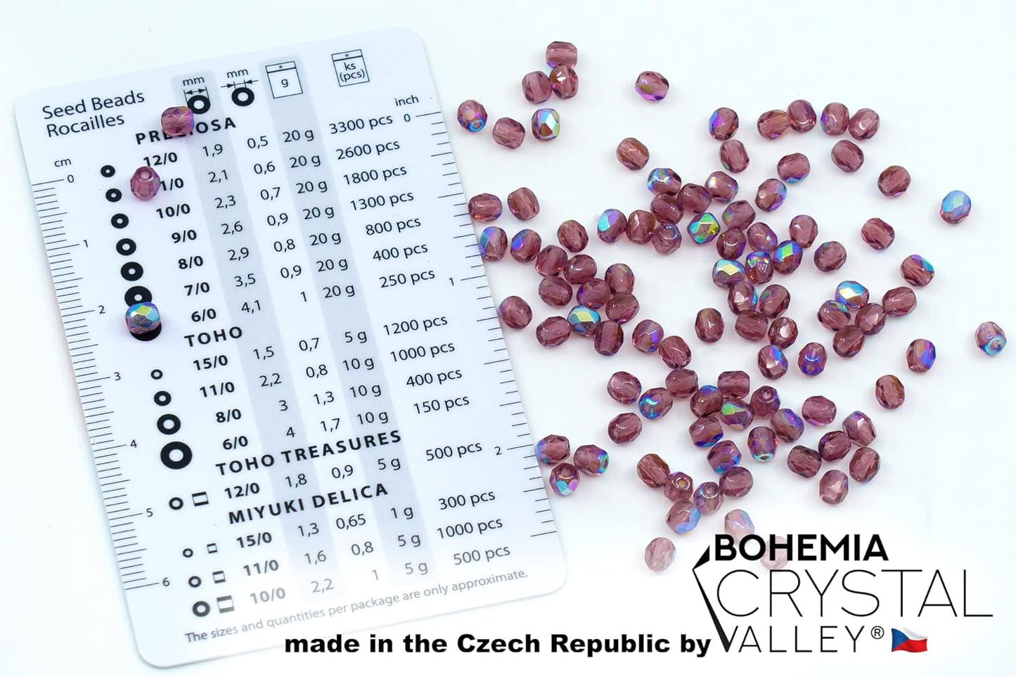 1.8 oz (50g, Approx. 600pcs) of Faceted Fire Polished Pressed Czech Glass Beads 4mm (0.16in), Amethyst AB Violet Purple 20060-28701 BCV