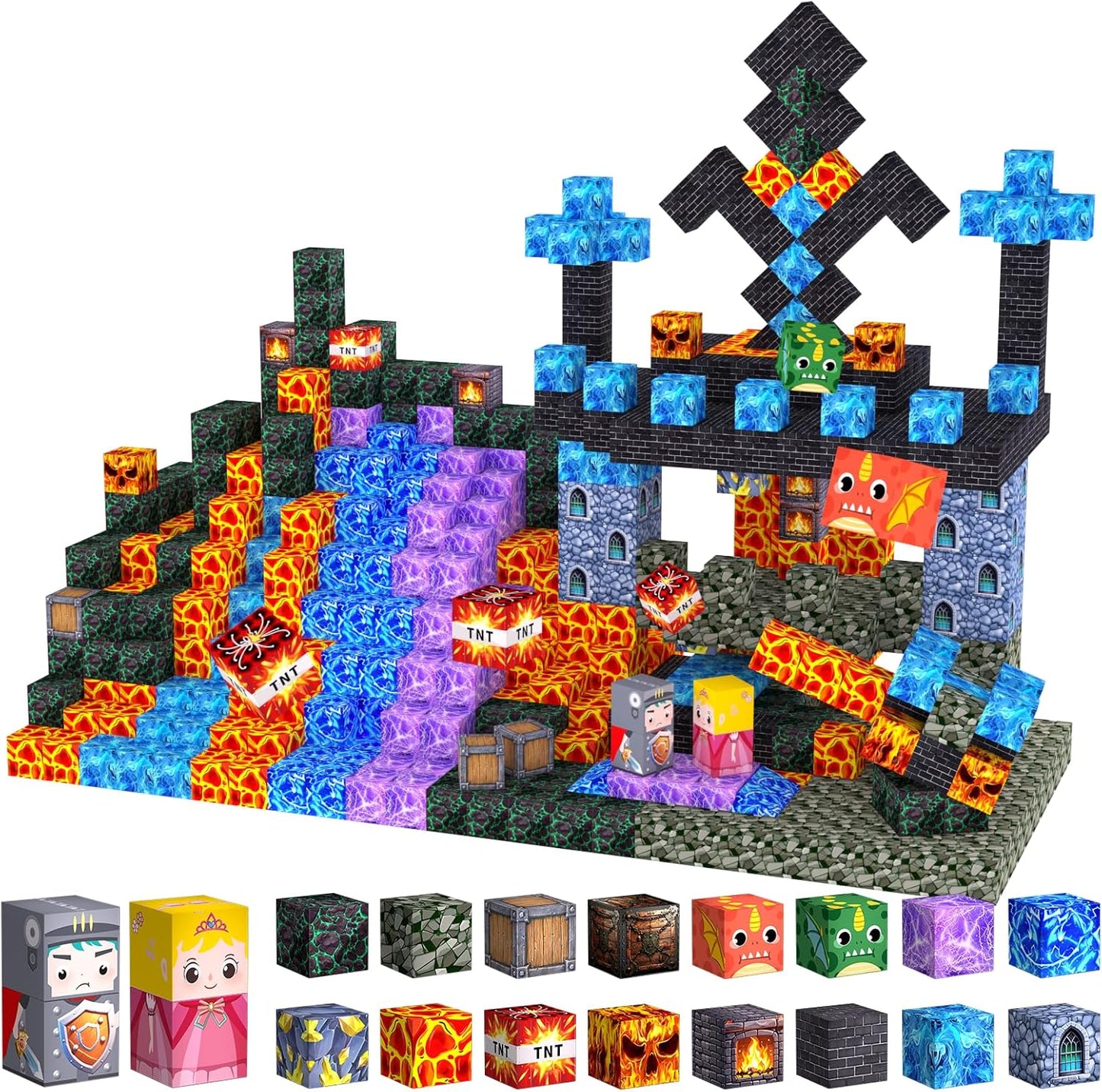 100PCS Magnetic Blocks - Build Magnet World Kids Building Toy, Magnetic Tiles Building Blocks Toddler STEM Montessori Toy Sensory Outdoor Toys for 3+ Year Old Boys&Girls, Christmas Birthday Gift