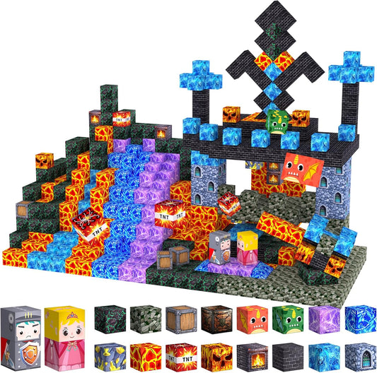 100PCS Magnetic Blocks - Build Magnet World Kids Building Toy, Magnetic Tiles Building Blocks Toddler STEM Montessori Toy Sensory Outdoor Toys for 3+ Year Old Boys&Girls, Christmas Birthday Gift