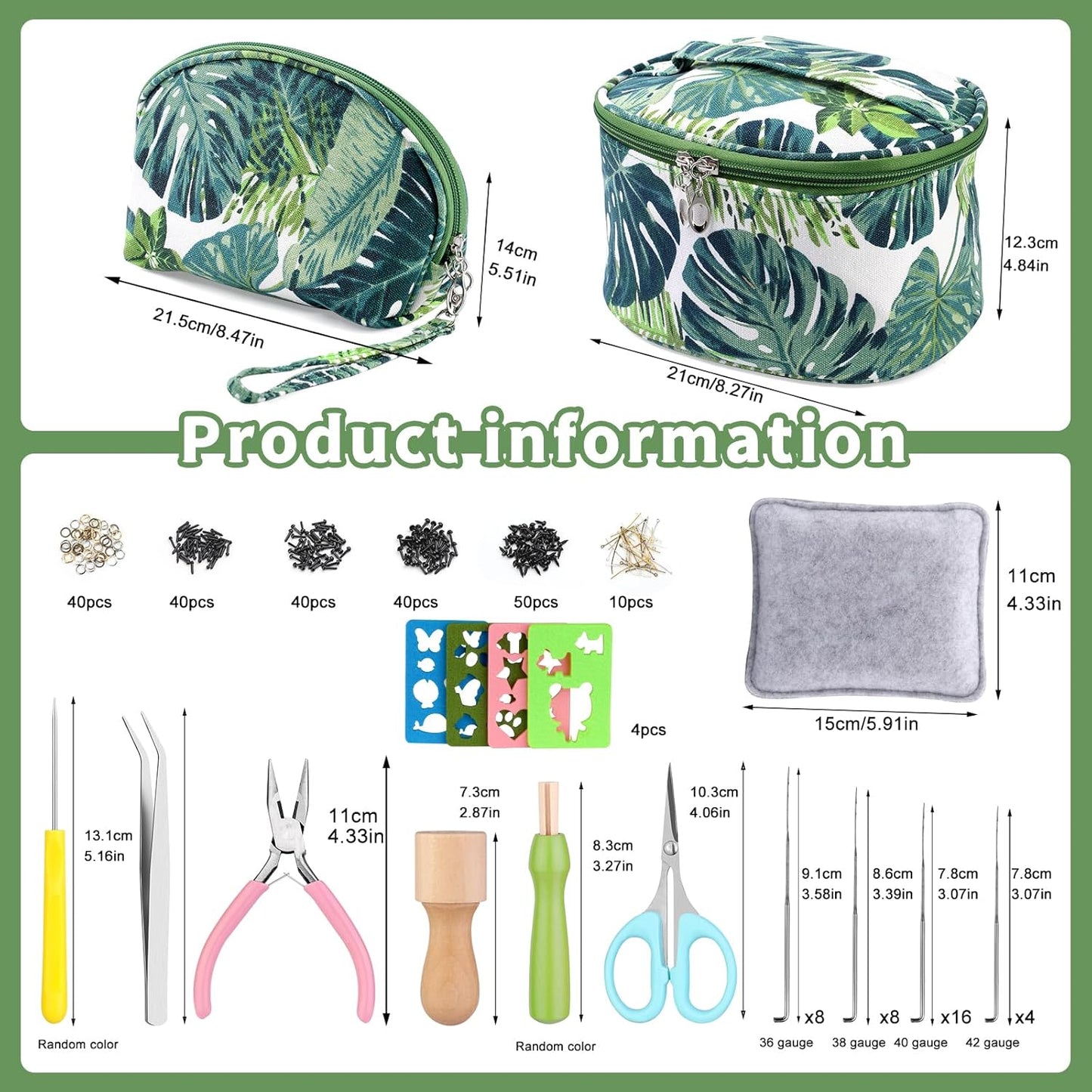 IMZAY 304 Pcs Needle Felting Kit, Wool Roving 50 Colors Set, Needle Felting Starter Kit, Needle Felting Tools Kit with 2 Exquisite Storage Bags, Felt Tools for Felted Animal Needle Felting Supplies