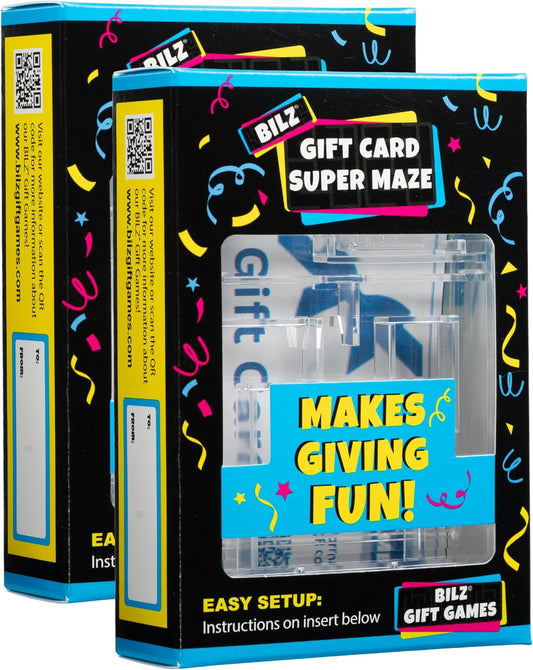 BILZ® Super Maze | Gift Card Puzzle Game for Ages 8+ | Made in USA | Easy Fun Setup | Fits Gift Cards, Cash (Folded), and Notes | Great for Graduations, Christmas, & Birthdays | 2 Pack