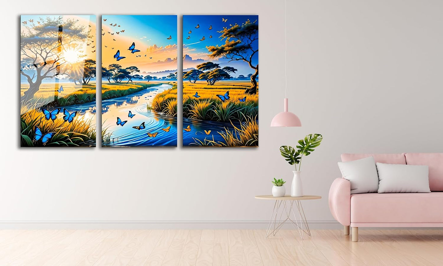 SpiritualHands Fantastic Scenery Tempered Glass Wall Art Painting for Living Room, Tempered Glass Modern Prints Decor, Large Vivid Color Panel for Bedroom, Kitchen, or Office
