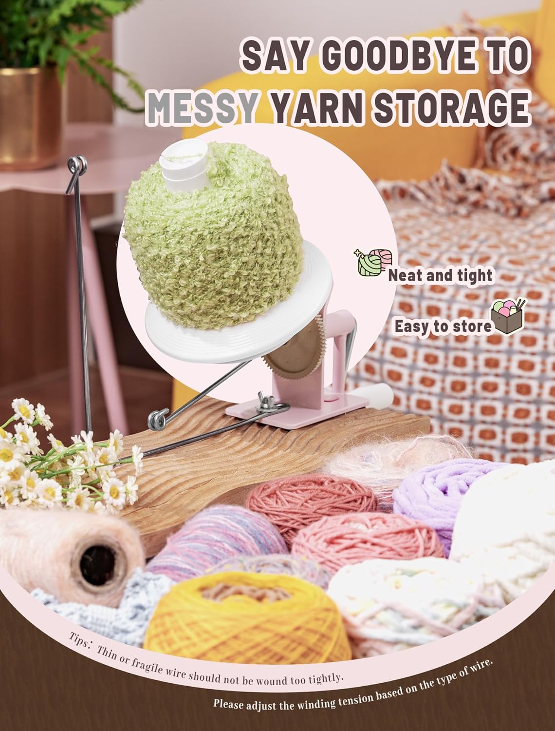 INMAKER Yarn Winder, 10oz Yarn Ball Winder Large Capacity for Crocheting, Yarn Spinner for Yarn Cake Maker