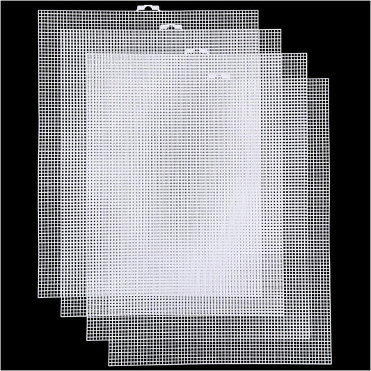 Plastic Canvas Sheets 13.4” x 10.4” Per Sheet, 2.5mm Mesh (About with 7 Holes per inch) Easy-to-Cut Needlepoint Canvas for Cross Stitch, Embroidery, DIY Crafts & Aquarium Dividers (4 Piece)