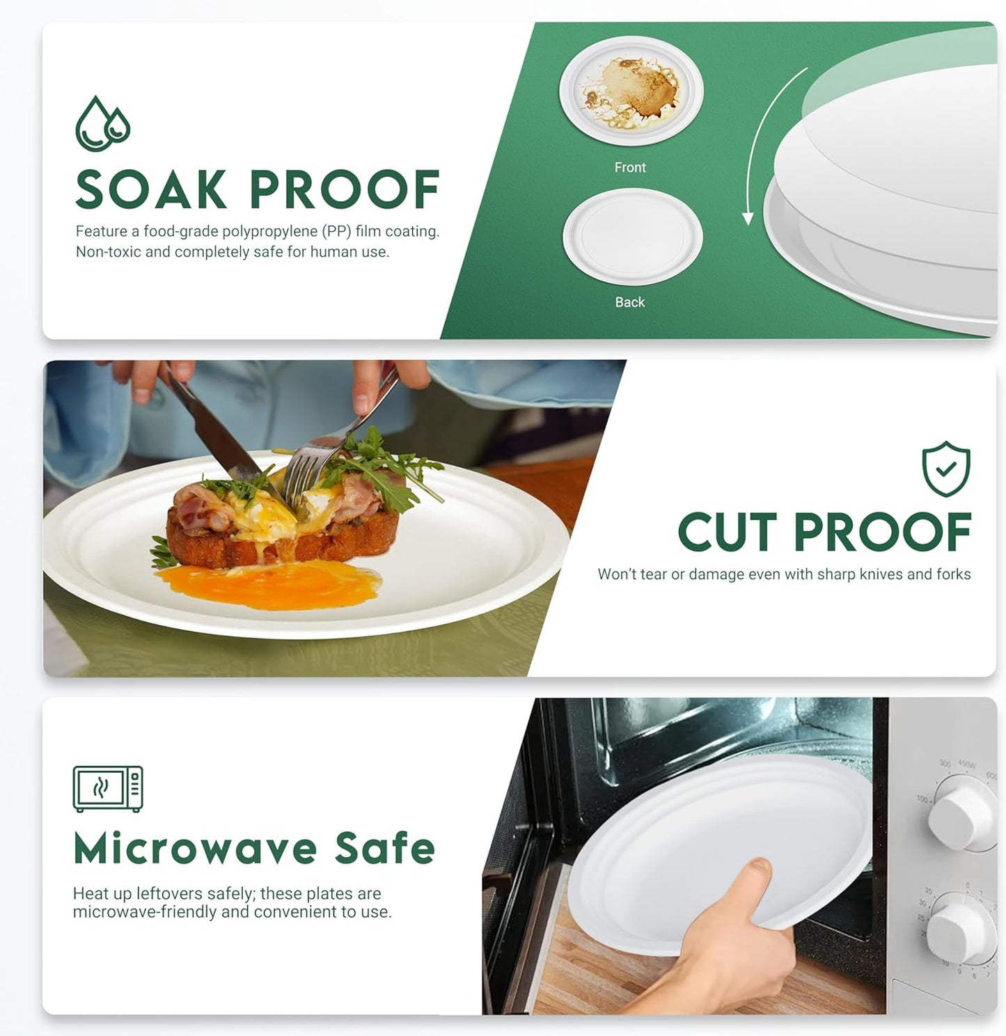 100% Compostable Oval Paper Plates 12 inch Bulk 100 Count, Heavy Duty Large Disposable Plates, Eco-Renewable Sugarcane Pulp Plates for Party,Dinner& Daily Use, White