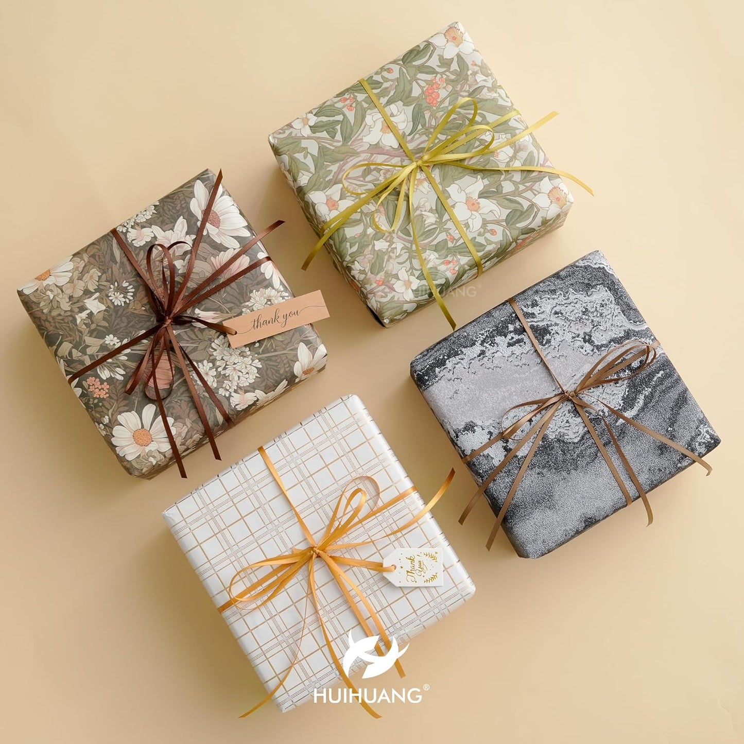 HUIHUANG Solid Color Satin Ribbon 1/8 inch x 100 Yards Roll Ribbon for Crafts (Brown)