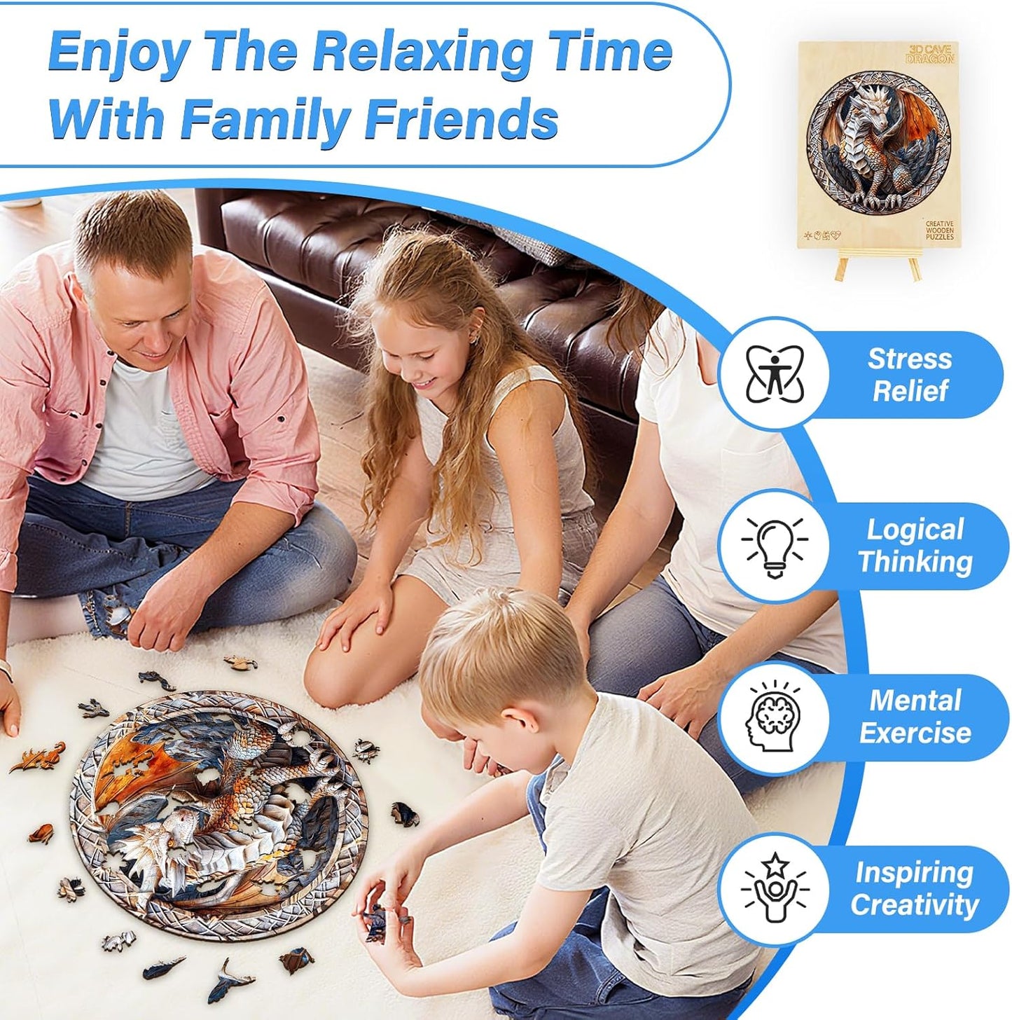 Wooden Puzzles for Adults, Cave Dragon Puzzle, Wood Adult Puzzle, Wooden Puzzle for Family Game and Birthday Gifts for DIY Lover (S-8.5 * 8.5in 100pcs)