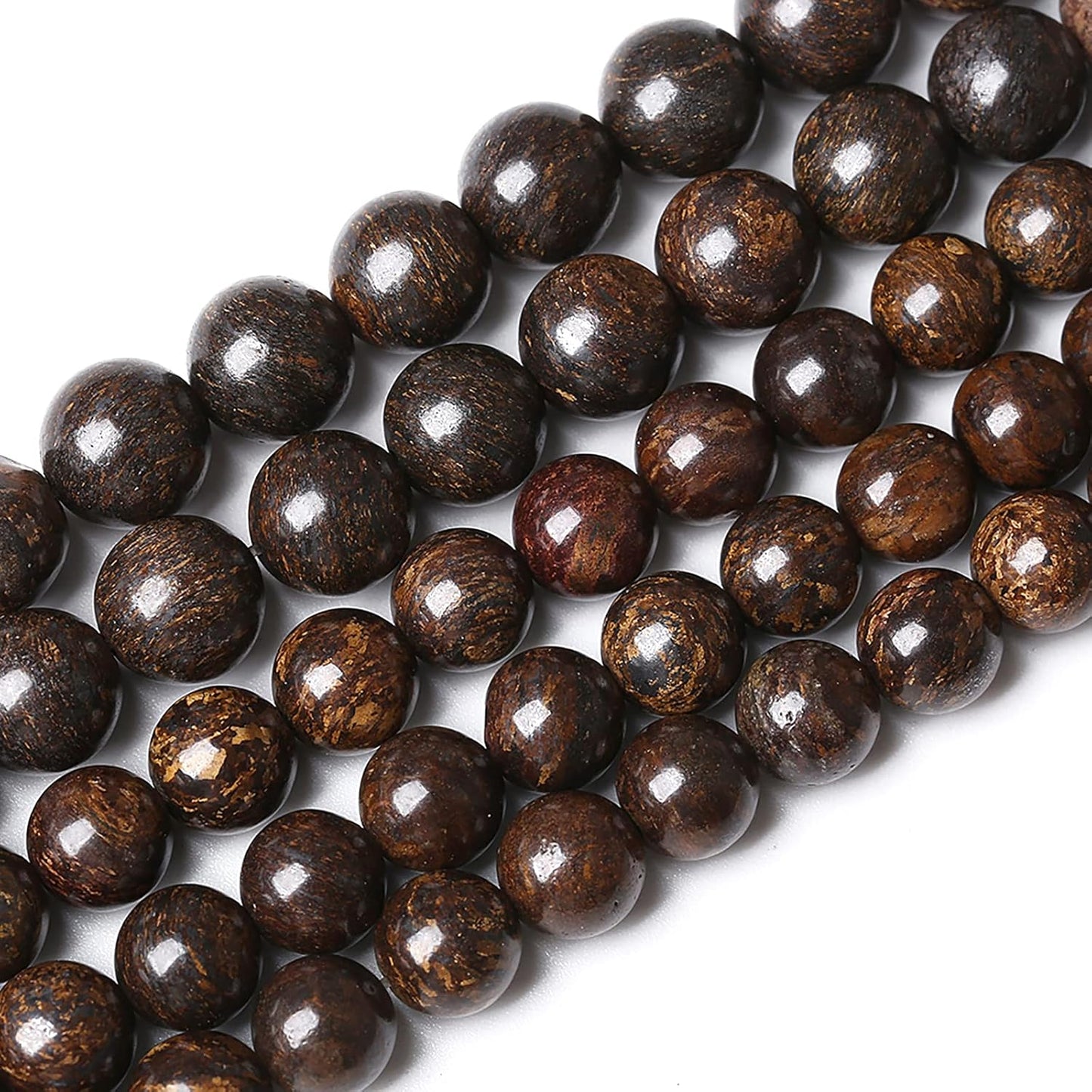 116pcs 6mm Natural Stone Beads Brown Bronzite Gemstone Round Loose Beads for Jewelry Making DIY Bracelet Necklace 32" 2 Strands