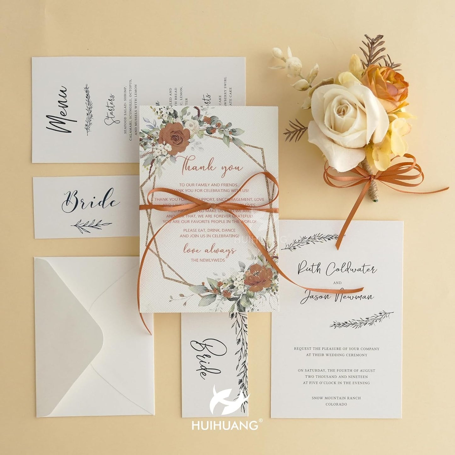 HUIHUANG 1/8" Terracotta Satin Ribbon Small Thin Ribbon for Crafts Gift Wrapping DIY Bows Decoration Sewing and Invitation Card Hanging Tags-100 Yards