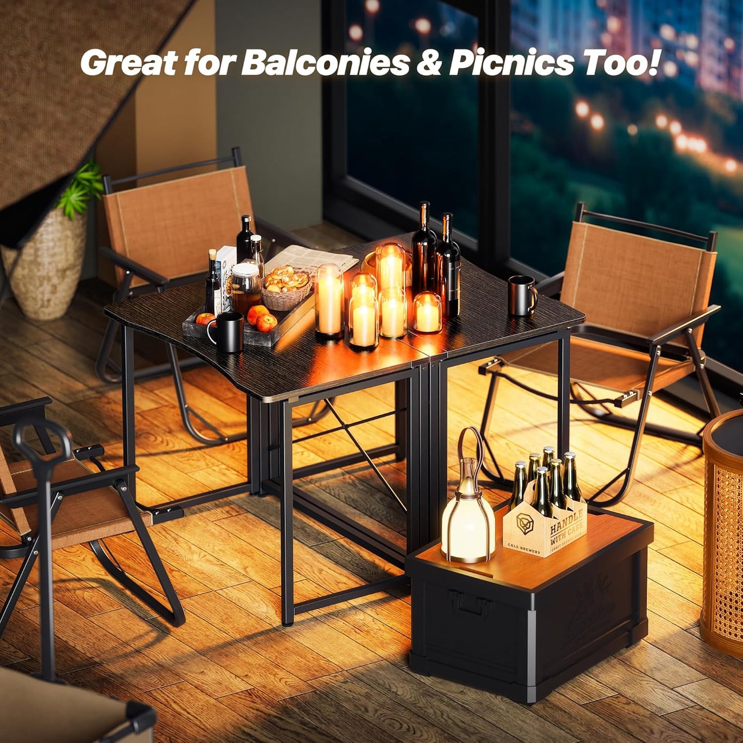 Huuger Folding Desk for Small Spaces, 31.5 Inch Foldable Computer Table, for Home Office, Study, Bedroom, Dorm, Space Saving, Small Writing Work Office Computer Desk, Easy to Fold, Black