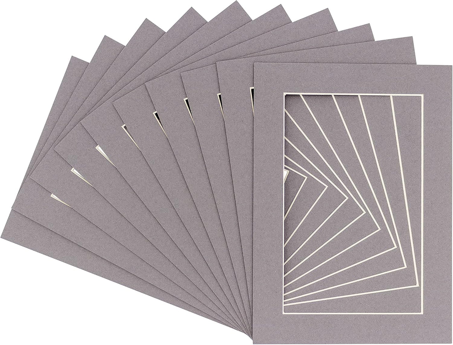 11x14 Mat for 8.5x11 Photo - Precut Charcoal Picture Matboard for Frames 11 x 14 Inches - Bevel Cut Matte to Display Art 8.5 x 11 Inches - Acid Free Pack of 10 MATS with Backing Boards & Clear Bags