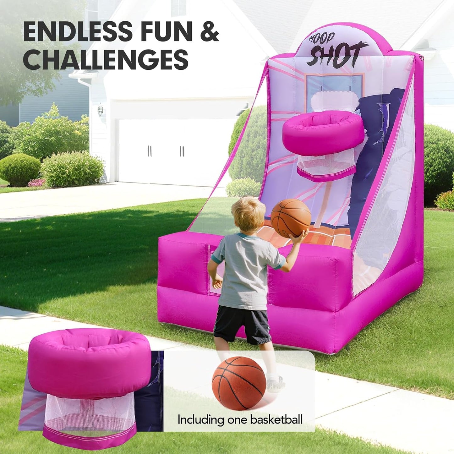 Inflatable Carnival Game with Built-in Blower, Portable Fun Toss Game for Backyard, Outdoor Carnival & Party