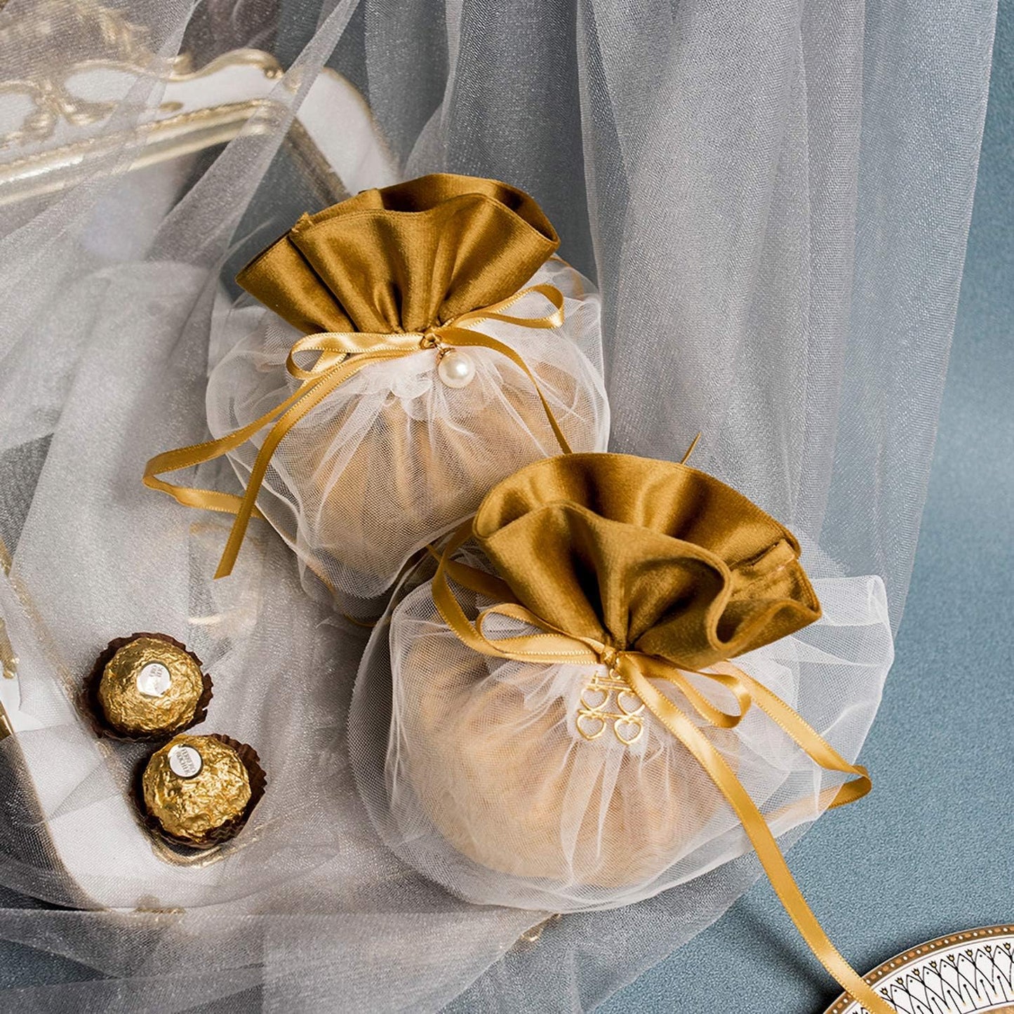 Humphrey's Craft 1/4 Inch Old Gold Double Faced Satin Ribbon - 50 Yards Variety of Color for Crafts Gift Wrapping DIY Bows Bouquet Decoration Sewing Christmas Tree Wedding Invitation Card.