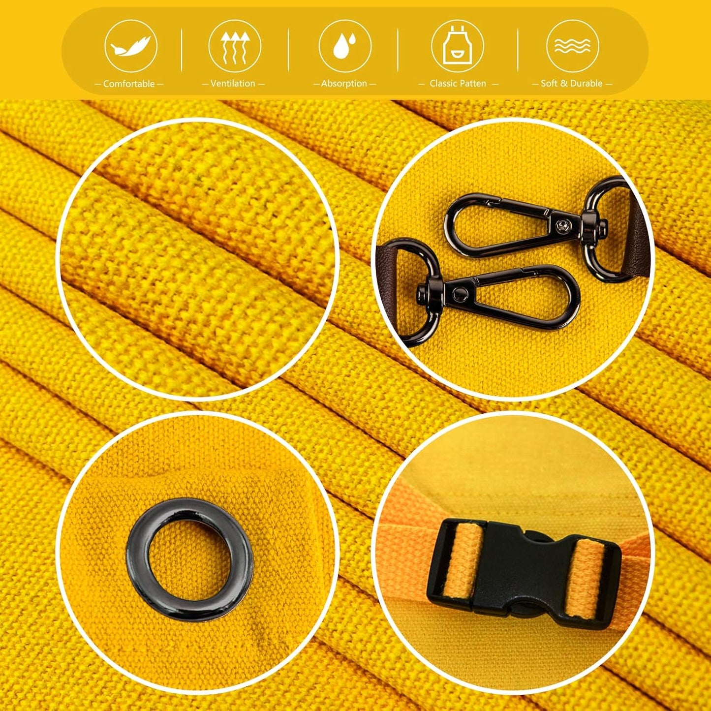 10 Pack Kitchen Aprons, Work Apron, Canvas, Multiple Pockets, Gardening, Painting, BBQ, Artist, Carpenter, Sizes M to XXL, Yellow