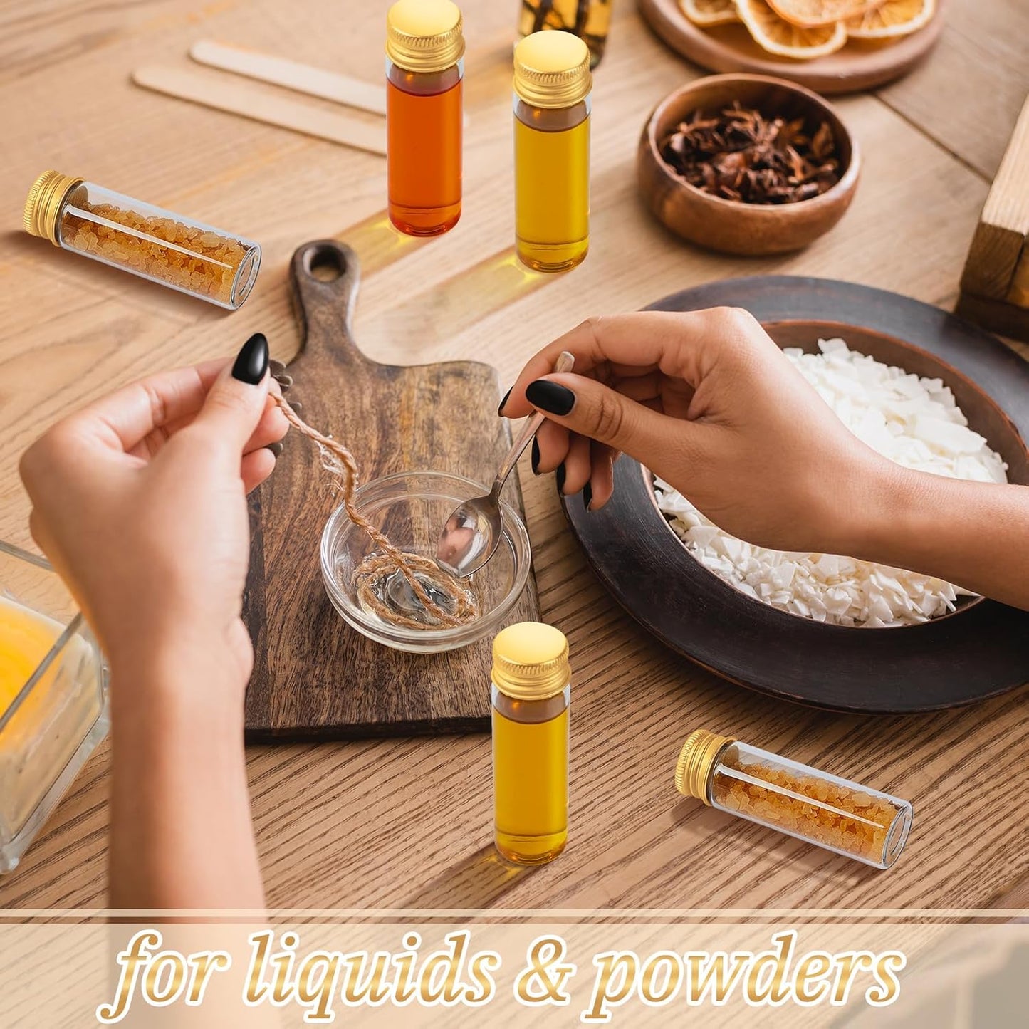 100 Pcs Small Clear Vials Spice Mini Jars with Lids Mini Glass Bottles with Screw Aluminum Metal Caps Tiny Jars Sample Containers for Powder Cream Cosmetic Jewelry Wedding (15 ml,Gold Caps)