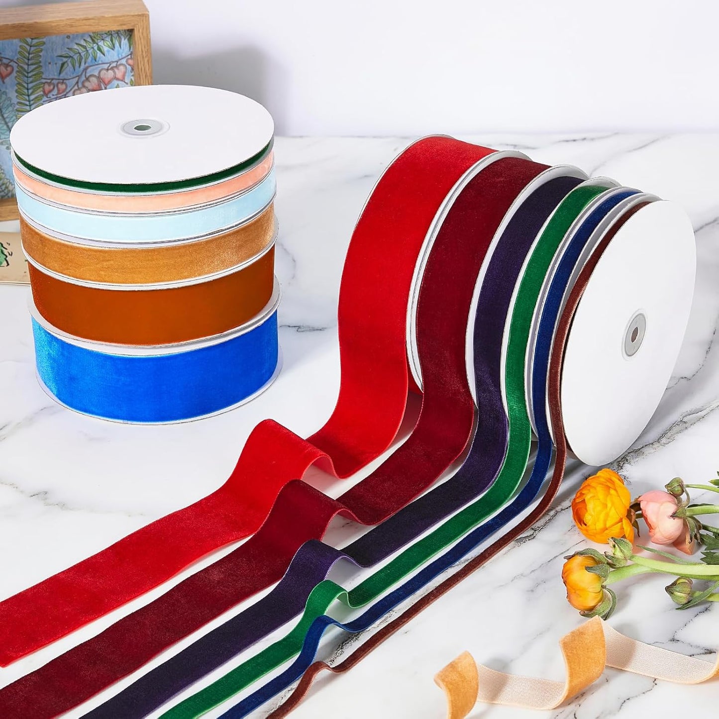 1/4" X 20 Yards Forest Green Velvet Ribbon for Christmas Tree Wreath Decoration Handmade Crafts Ornaments Gift Wrapping & Bow Making