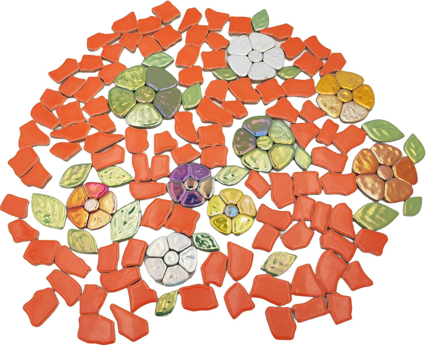 0.78"-1.57" Irregular Ceramics Mosaic Tiles,1.1LB Mosaic Pieces Stones for Home Decoration DIY Craft Plates Flowerpots Vases Cups Mosaic Making Supplies (Tangerine)