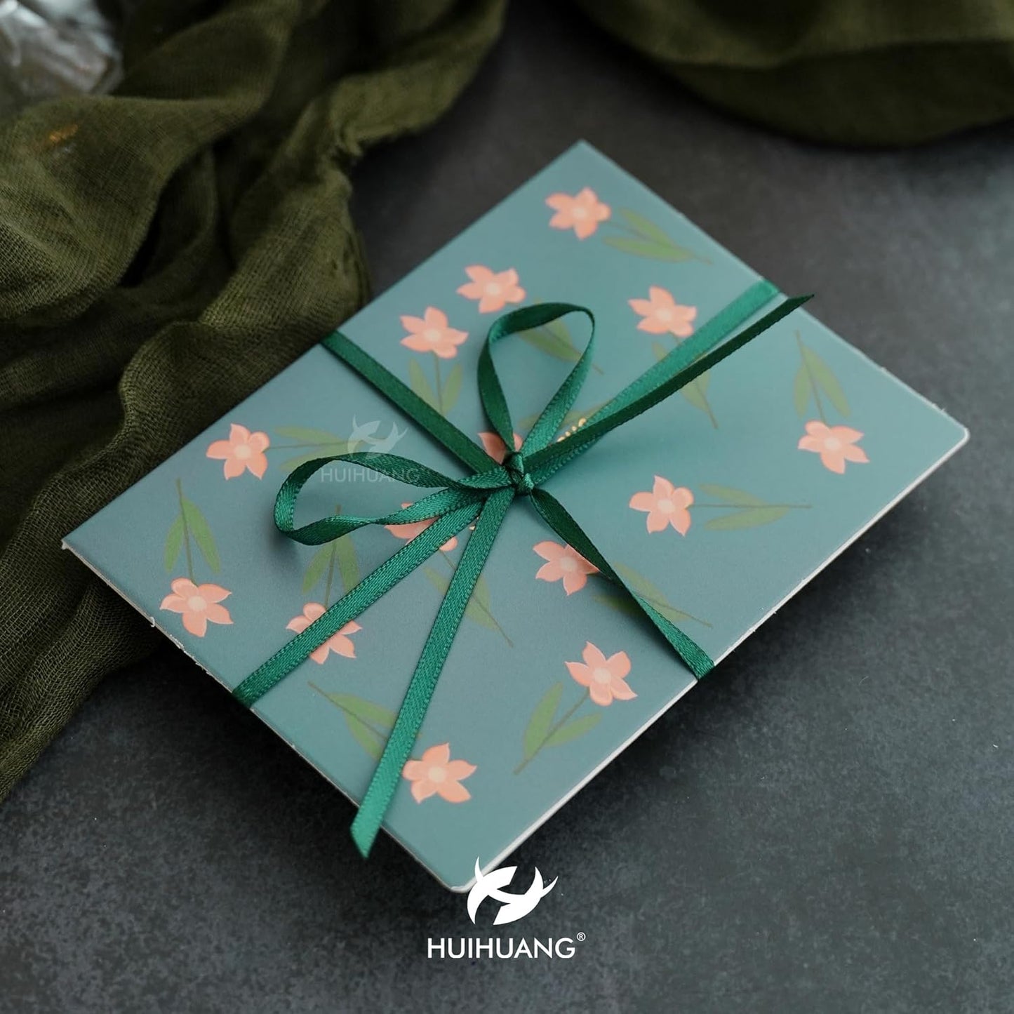 HUIHUANG Solid Color Satin Ribbon 1/8 inch x 100 Yards Roll Ribbon for Crafts (Hunter Green)