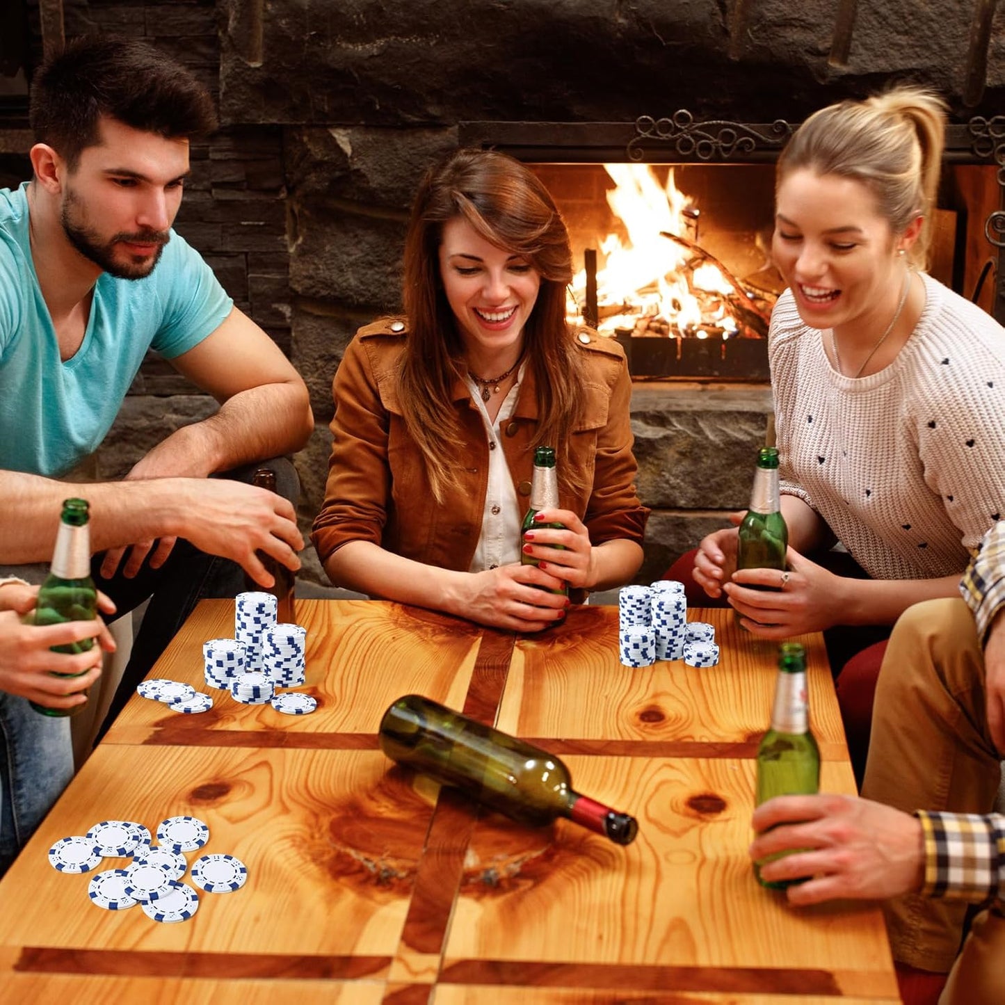 100 Pcs 11.5 Gram Poker Chips ABS Monte Carlo, 40 mm Bingo Chips Tokens Markers Blank Counting Bulk for Blackjack, and Card Night Poker Games