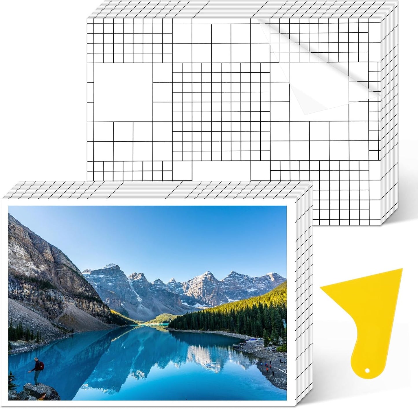 100 Pack Matte Self Adhesive Laminating Sheets, Clear Laminating Sheets Holographic Sticker Paper Clear Vinyl, Matte Finish Self Sealing Lamination Sheet, with Scraper, 8.38" x 11.8"