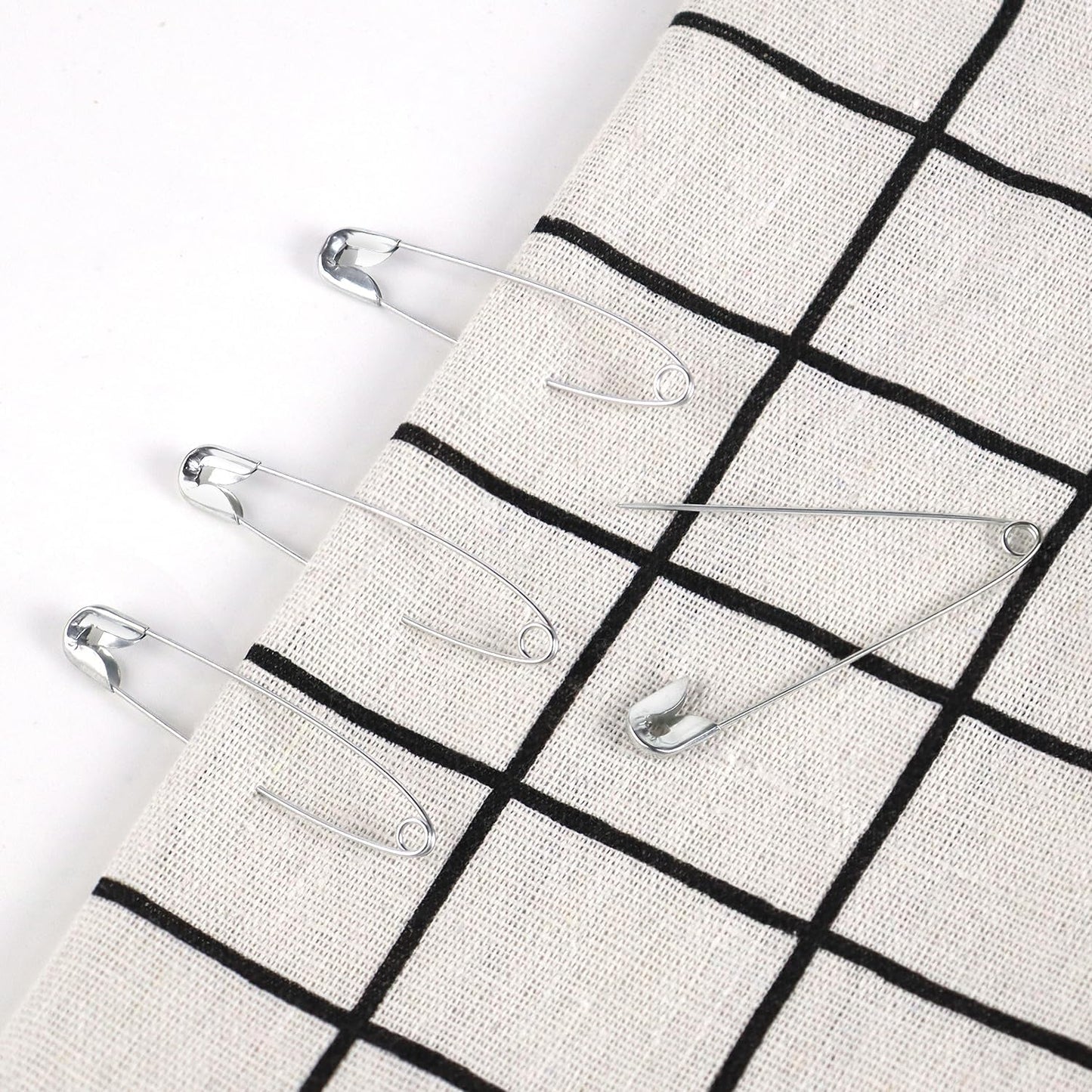 100 Pack Silver Safety Pins Assorted, Galvanized Steel Bulk Safety Pins for Sewing, Clothes, Arts & Craft (2.1 Inch / 54 mm)