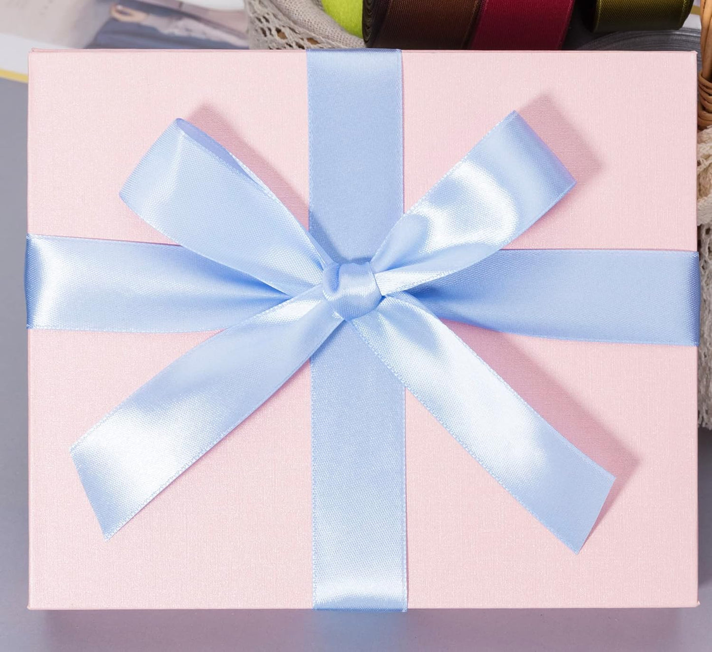 1 Inch Sky Blue Solid Satin Ribbon, 50 Yards Craft Fabric Ribbon for Gift Wrapping Floral Bouquets Wedding Party Decoration