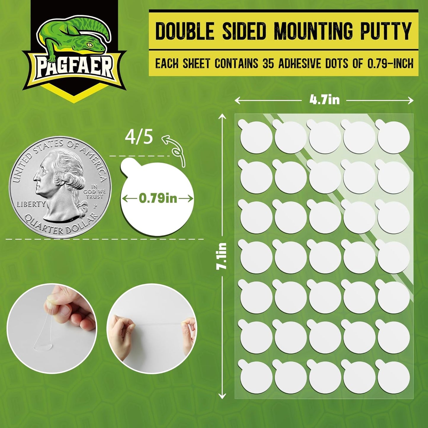 105Pcs Double Sided Adhesive Dots, 0.79" Clear Removable Sticky Mounting Putty, Waterproof No Residue Dots Adhesive Putty for Hanging Picture Festival Decoration Museum