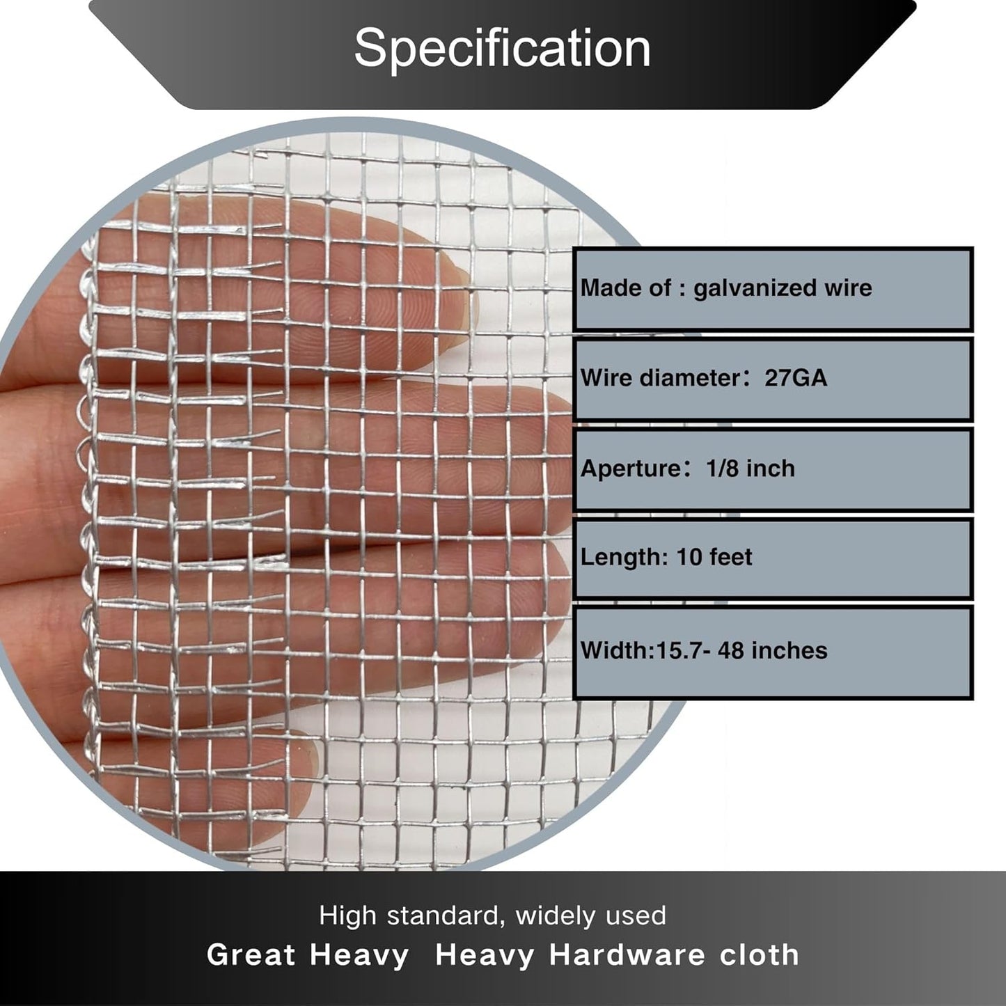 1/8 inch Galvanized Hardware Cloth Wire Mesh Screen Roll (24in x 10ft)