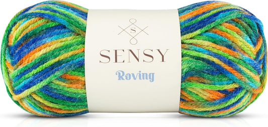 Sensy Roving Multi Color Yarn, 3.5 oz, 132 Yards, Gauge 5 Bulky (Rainforests)