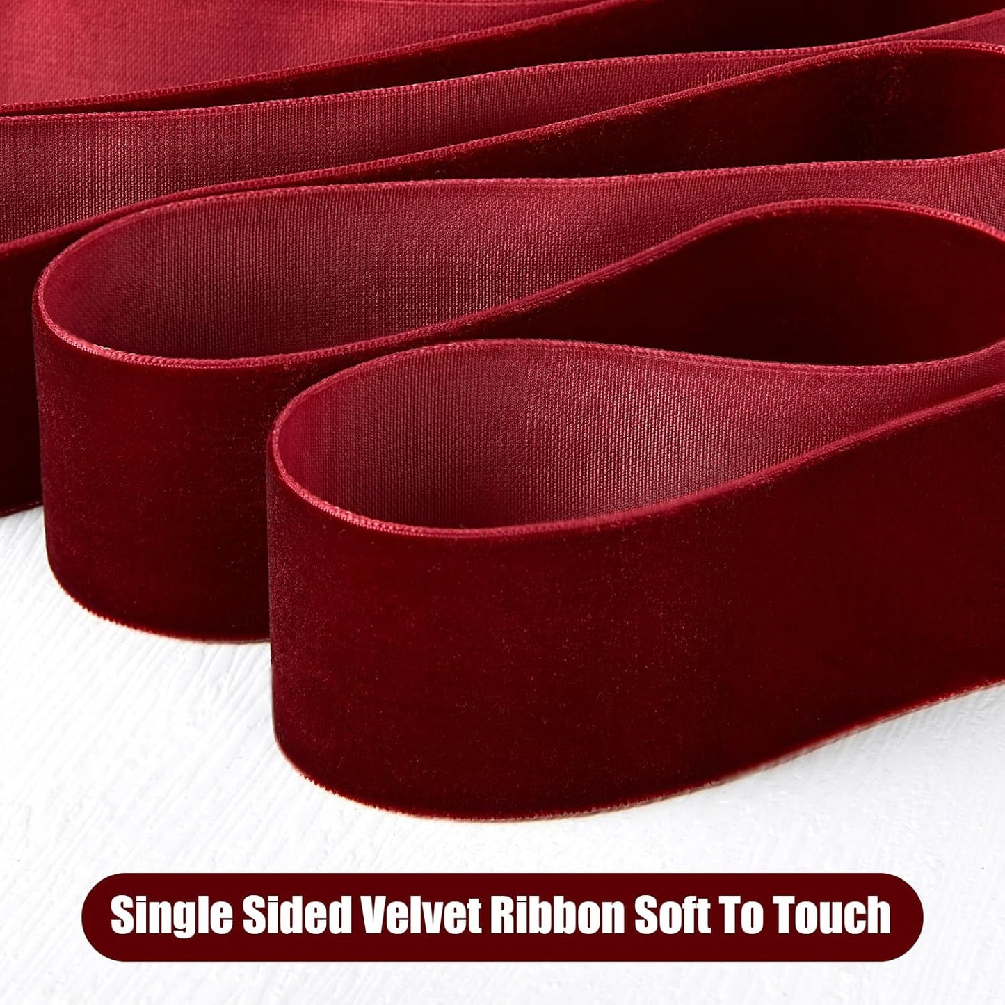 1/4" X 20 Yards Burgundy Velvet Ribbon for Christmas Tree Wreath Decoration Handmade Crafts Ornaments Gift Wrapping & Bow Making