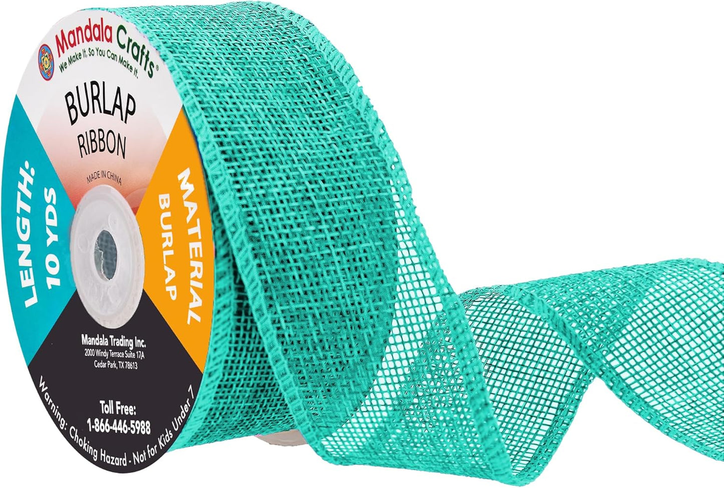 Mandala Crafts Turquoise Burlap Ribbon 1.5 Inches Wide Jute Ribbons for Crafts - 20 Yds Roll Rustic Burlap Wrap Trim Ribbons for Wreaths Bows Wedding Party Decoration