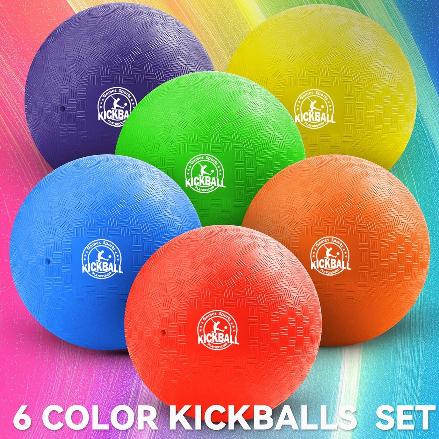 10 Inch Kickball Playground Balls 6 Pack or 12 Pack, Playground Balls for Kids&Adults, Dodgeballs for School Outdoor&Indoor Games, with Hand Pump and Storage Bag, Boys and Girls Gift with Gift Box